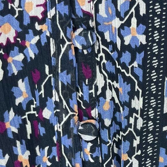 Paige Olympia Cold Shoulder Tiered Silk Mini Dress Boho Navy Floral Size Small - Picture 7 of 11